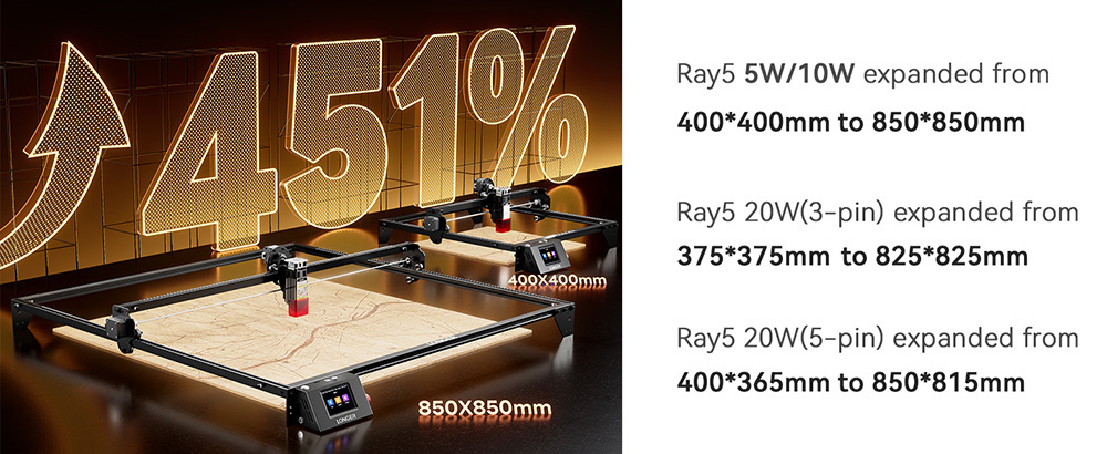 [Neue Version] L&Auml;NGERES RAY5 Lasergravierer-XY-Achsen-Verl&auml;ngerungsset