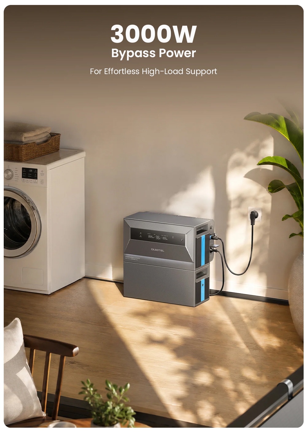 OUKITEL EP2500 Hordozhat&oacute; Erőmű, 2500W Kimenet, 2048Wh LiFePO4 Akkumul&aacute;tor, 4000W Napelem Bemenet, 4 MPPT, 2500W H&aacute;l&oacute;zatra Csatlakoztathat&oacute; Kimenet, 3000W Bypass Kimenet, 16.384kWh, 16.384kWh IPacőv&iacute;thető,4kWh B+5+