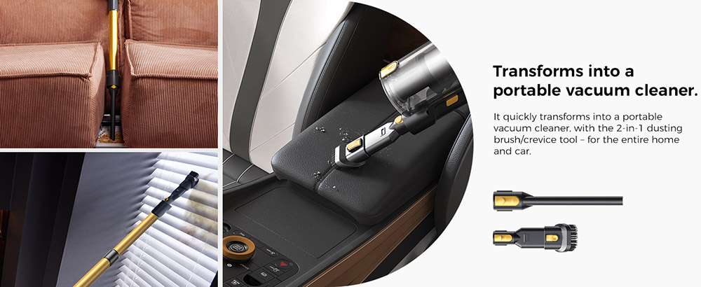 Refurbished Proscenic P15 Cordless Stick Vacuum Cleaner, 50kPa 580W Powerful Suction, 70min Runtime, Anti-Tangle Brush, Green Light, 6 Layers Filter