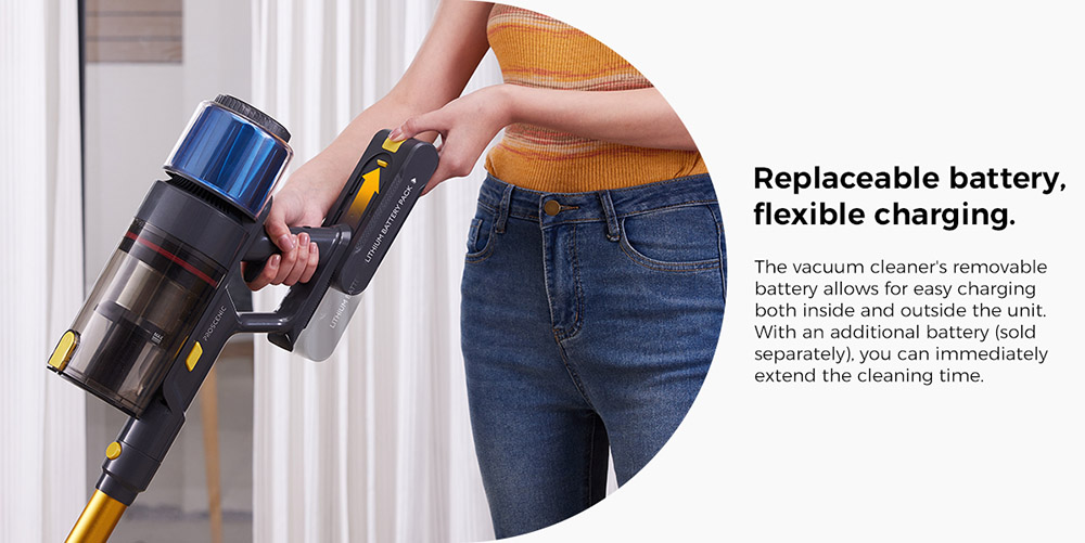 Refurbished Proscenic P15 Cordless Stick Vacuum Cleaner, 50kPa 580W Powerful Suction, 70min Runtime, Anti-Tangle Brush, Green Light, 6 Layers Filter