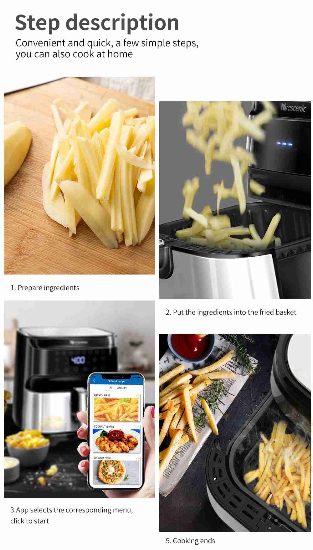 Refurbished Proscenic T21 Smart Air Fryer, App & Alexa Control, XL 5.8QT, 1700W Electric Oven & Oilless Cooker