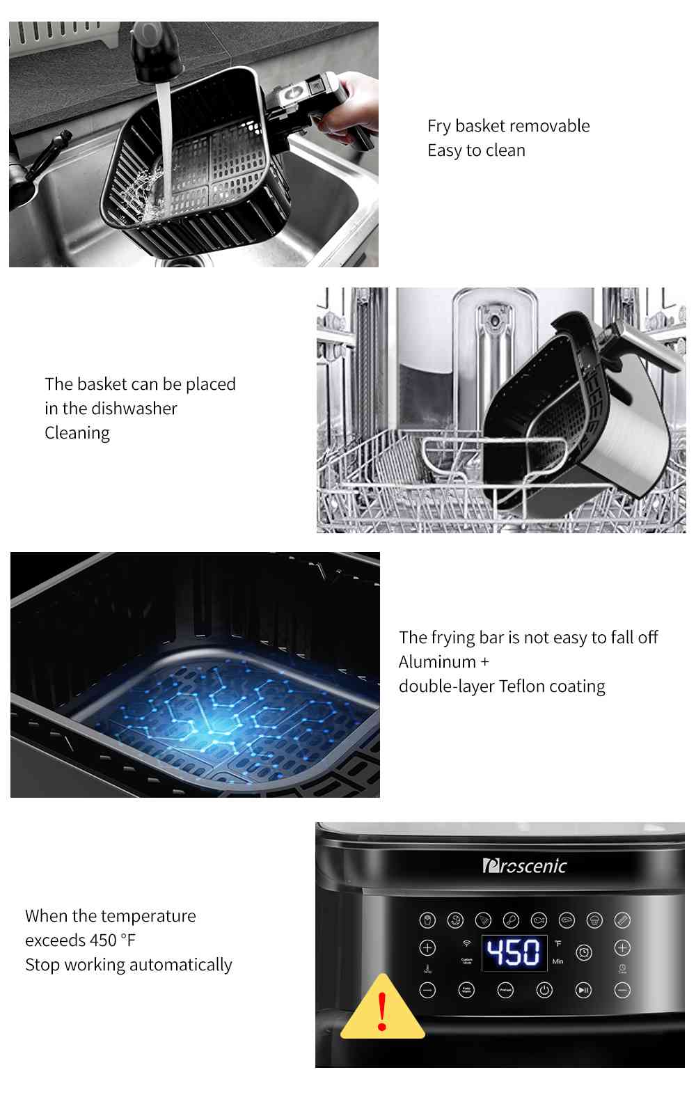 Refurbished Proscenic T21 Smart Air Fryer, App & Alexa Control, XL 5.8QT, 1700W Electric Oven & Oilless Cooker