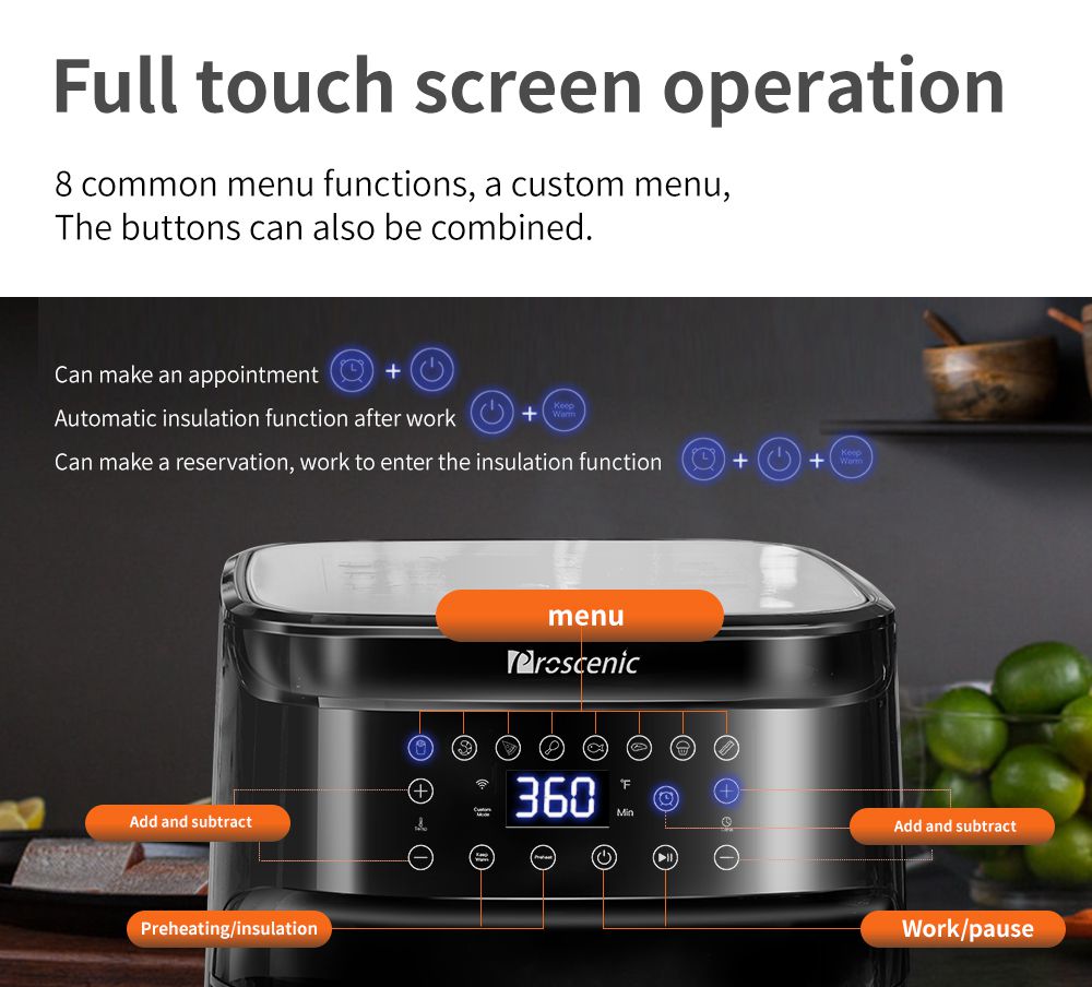Refurbished Proscenic T21 Smart Air Fryer, App & Alexa Control, XL 5.8QT, 1700W Electric Oven & Oilless Cooker