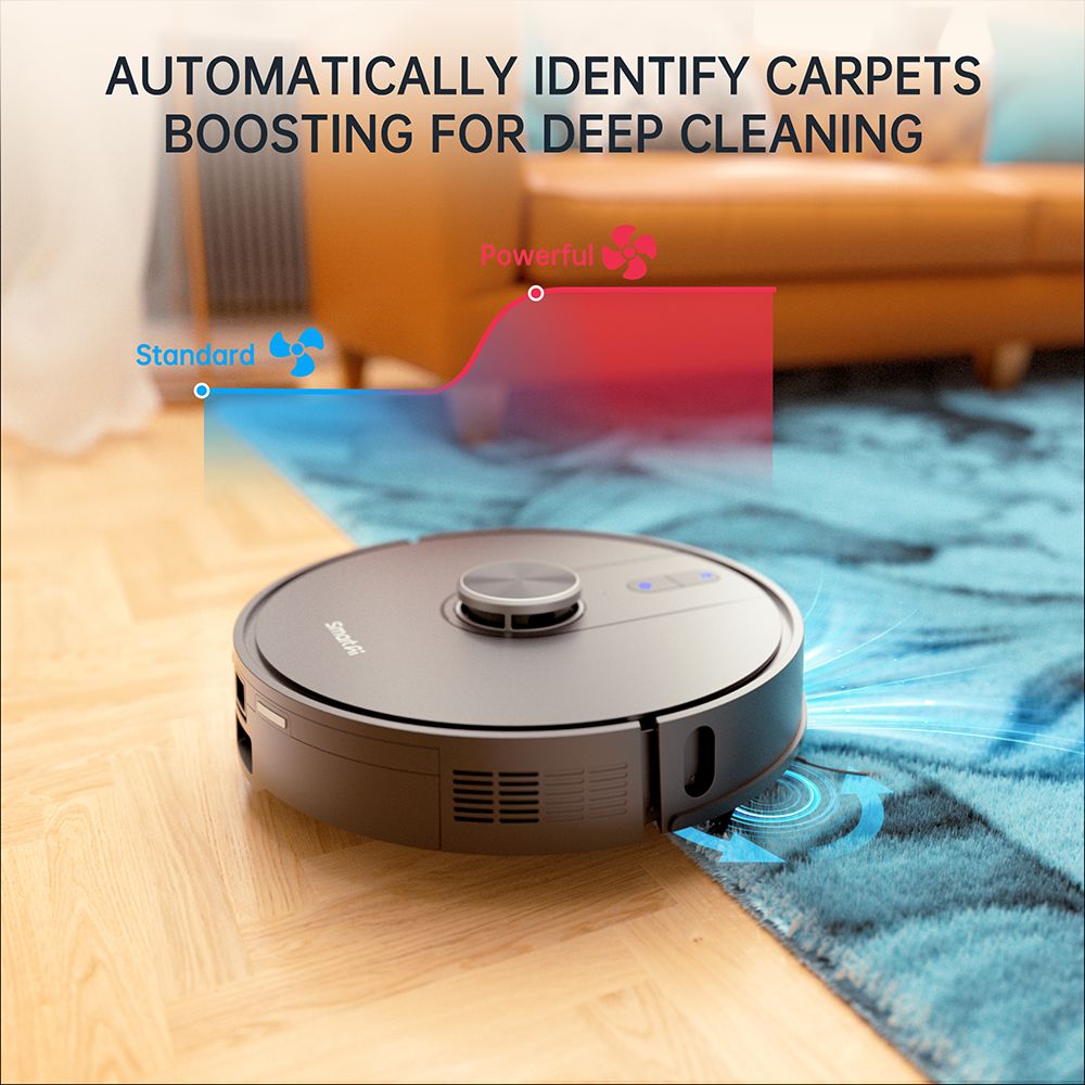 SmartAI S8 Pro Robot Vacuum Cleaner with Base Station, 5000Pa Suction Power, 380ml Water Tank, 3L Dustbin, 45+ Days Dust Storage, Remote/Voice/App Control - EU Plug