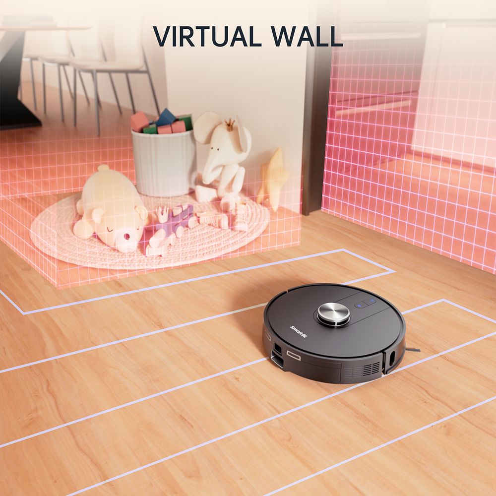 SmartAI S8 Pro Robot Vacuum Cleaner with Base Station, 5000Pa Suction Power, 380ml Water Tank, 3L Dustbin, 45+ Days Dust Storage, Remote/Voice/App Control - EU Plug