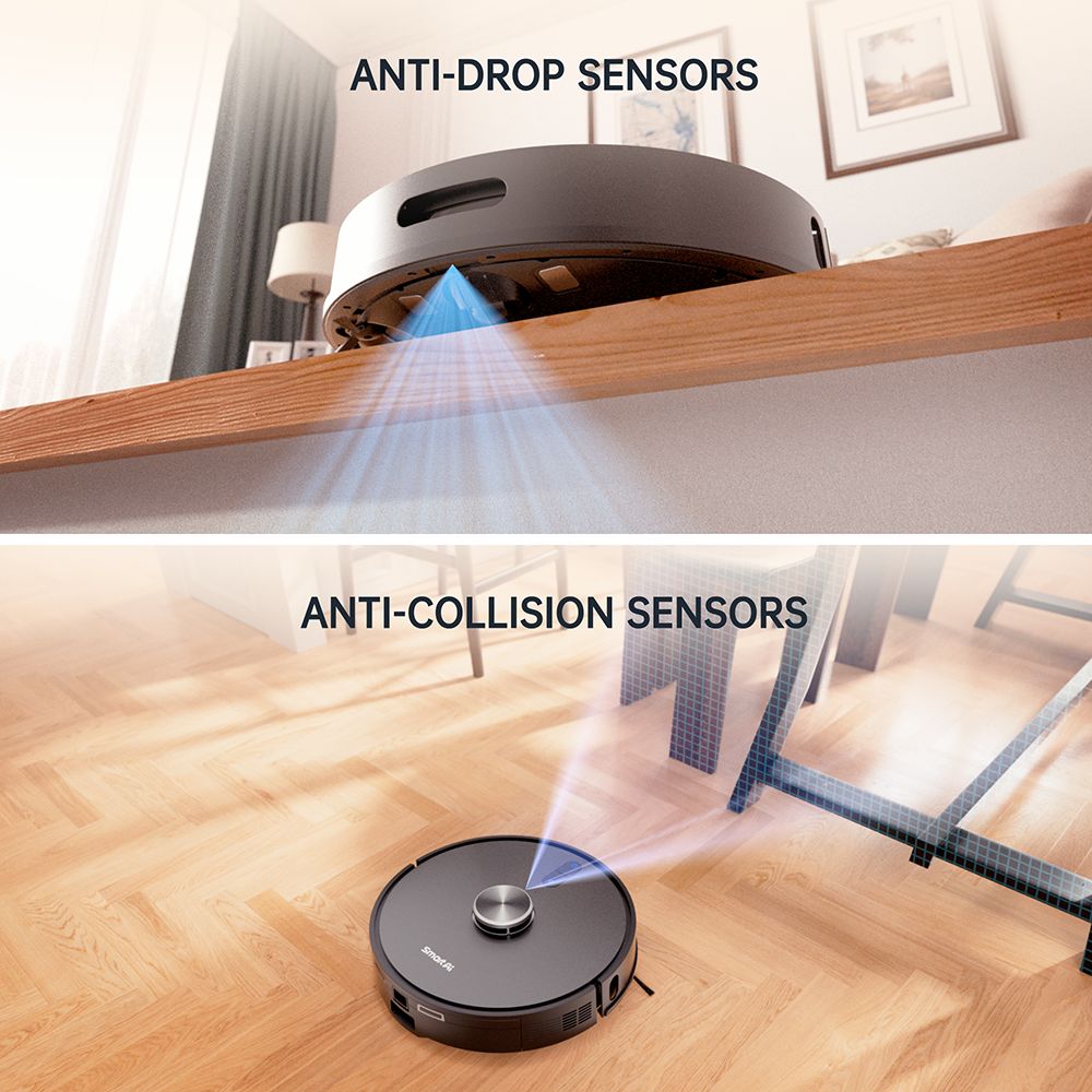 SmartAI S8 Pro Robot Vacuum Cleaner with Base Station, 5000Pa Suction Power, 380ml Water Tank, 3L Dustbin, 45+ Days Dust Storage, Remote/Voice/App Control - EU Plug