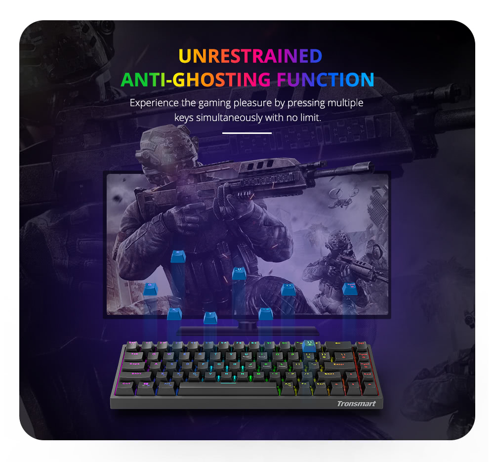 Refurbished Tronsmart Elite RGB Mechanical Keyboard Outemu Switch - Black