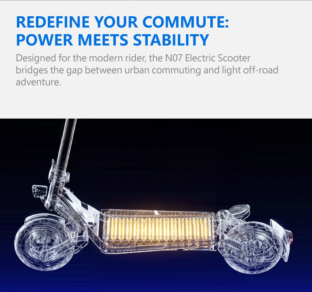 VALDEN N07 Faltbarer Elektroroller, 250W-Motor, 48V-15Ah-Akku, 60 km Reichweite, 25 km/h H&ouml;chstgeschwindigkeit, 10-Zoll-Reifen, Vorder- und Hinterradfederung, Doppelscheibenbremsen, Schutzart IPX5, 120 kg Zuladung