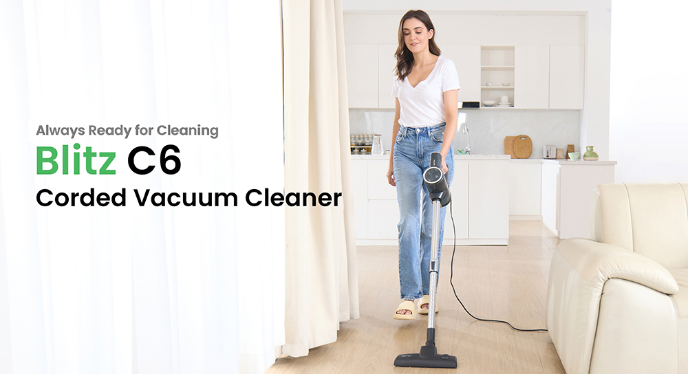 Vactidy C6 Corded Vacuum Cleaner, 18kPa Powerful Suction, 800ml Dust Box, with 7m Cable, 600W Motor, HEPA Filter, Anti-Overheating/Anti-scalding - EU Plug