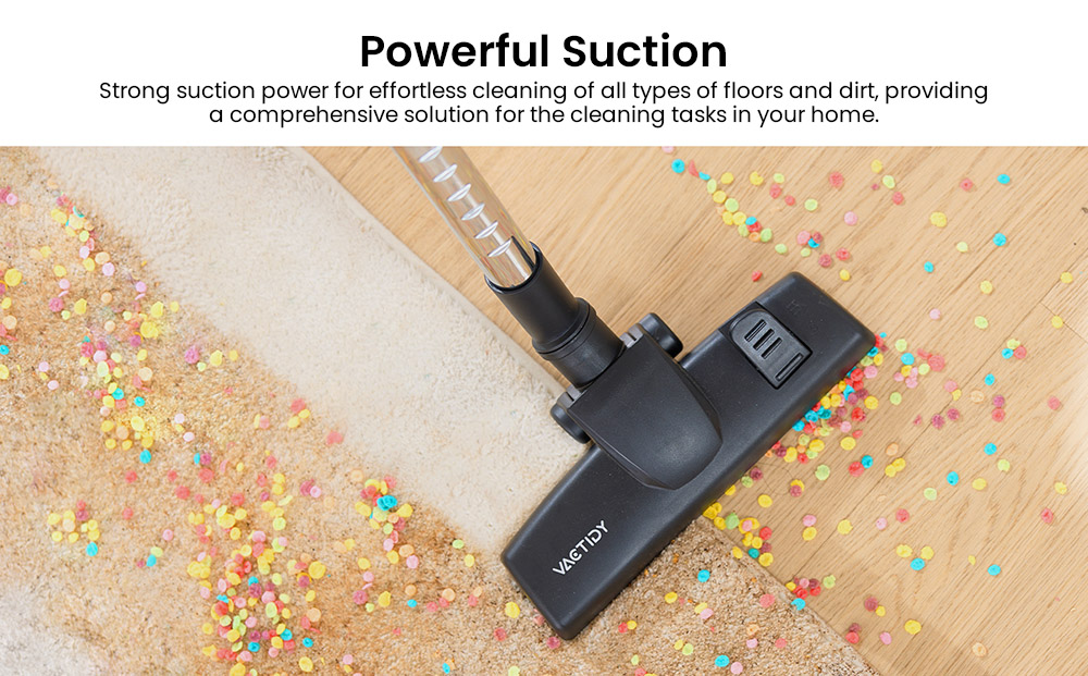 Vactidy C6 Corded Vacuum Cleaner, 18kPa Powerful Suction, 800ml Dust Box, with 7m Cable, 600W Motor, HEPA Filter, Anti-Overheating/Anti-scalding - EU Plug