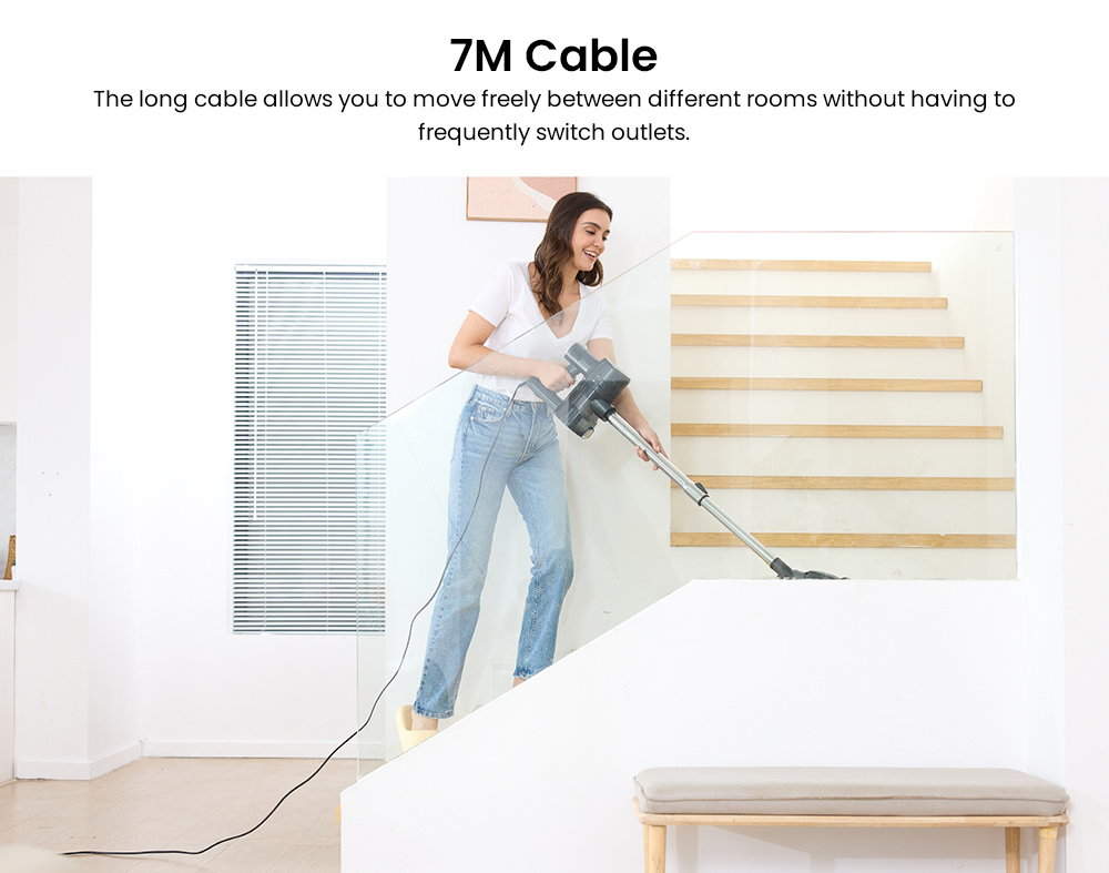 Vactidy C6 Corded Vacuum Cleaner, 18kPa Powerful Suction, 800ml Dust Box, with 7m Cable, 600W Motor, HEPA Filter, Anti-Overheating/Anti-scalding - EU Plug