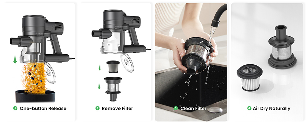 Vactidy C6 Corded Vacuum Cleaner, 18kPa Powerful Suction, 800ml Dust Box, with 7m Cable, 600W Motor, HEPA Filter, Anti-Overheating/Anti-scalding - EU Plug