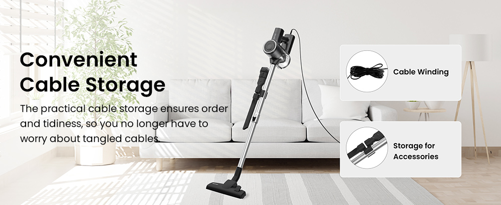 Vactidy C6 Corded Vacuum Cleaner, 18kPa Powerful Suction, 800ml Dust Box, with 7m Cable, 600W Motor, HEPA Filter, Anti-Overheating/Anti-scalding - EU Plug