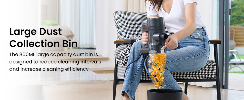 Vactidy C6 Corded Vacuum Cleaner, 18kPa Powerful Suction, 800ml Dust Box, with 7m Cable, 600W Motor, HEPA Filter, Anti-Overheating/Anti-scalding - EU Plug