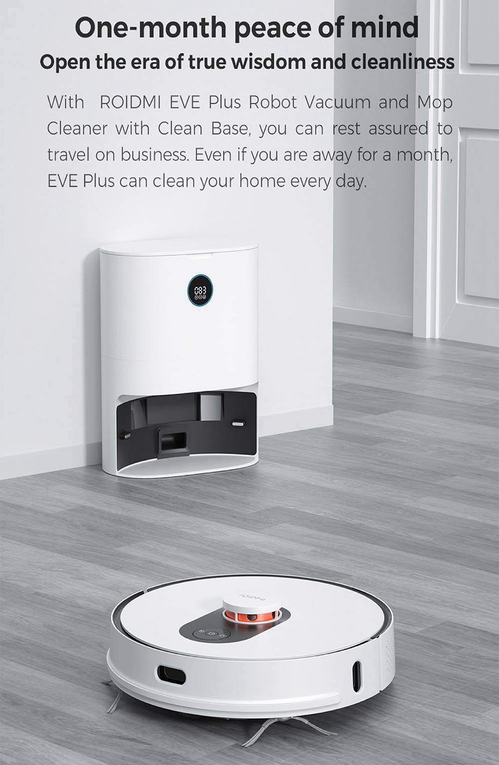 Roidmi EVE Plus Robot Vacuum Cleaner and Mop Cleaner with Clean Base Smart screen MIJIA APP 5200mAh Battery