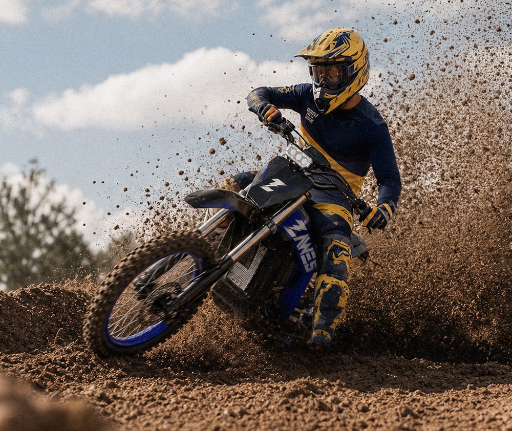 ZAWES GT1 Elektrisches Dirtbike, 5400-W-Motor, 60-V-28-Ah-Akku, 80 km/h H&ouml;chstgeschwindigkeit, 90 km maximale Reichweite, 280 Nm maximales Drehmoment, 35&deg; Steigf&auml;higkeit, 160 kg maximale Zuladung, Vollfederung, hydraulische Scheibenbremsen