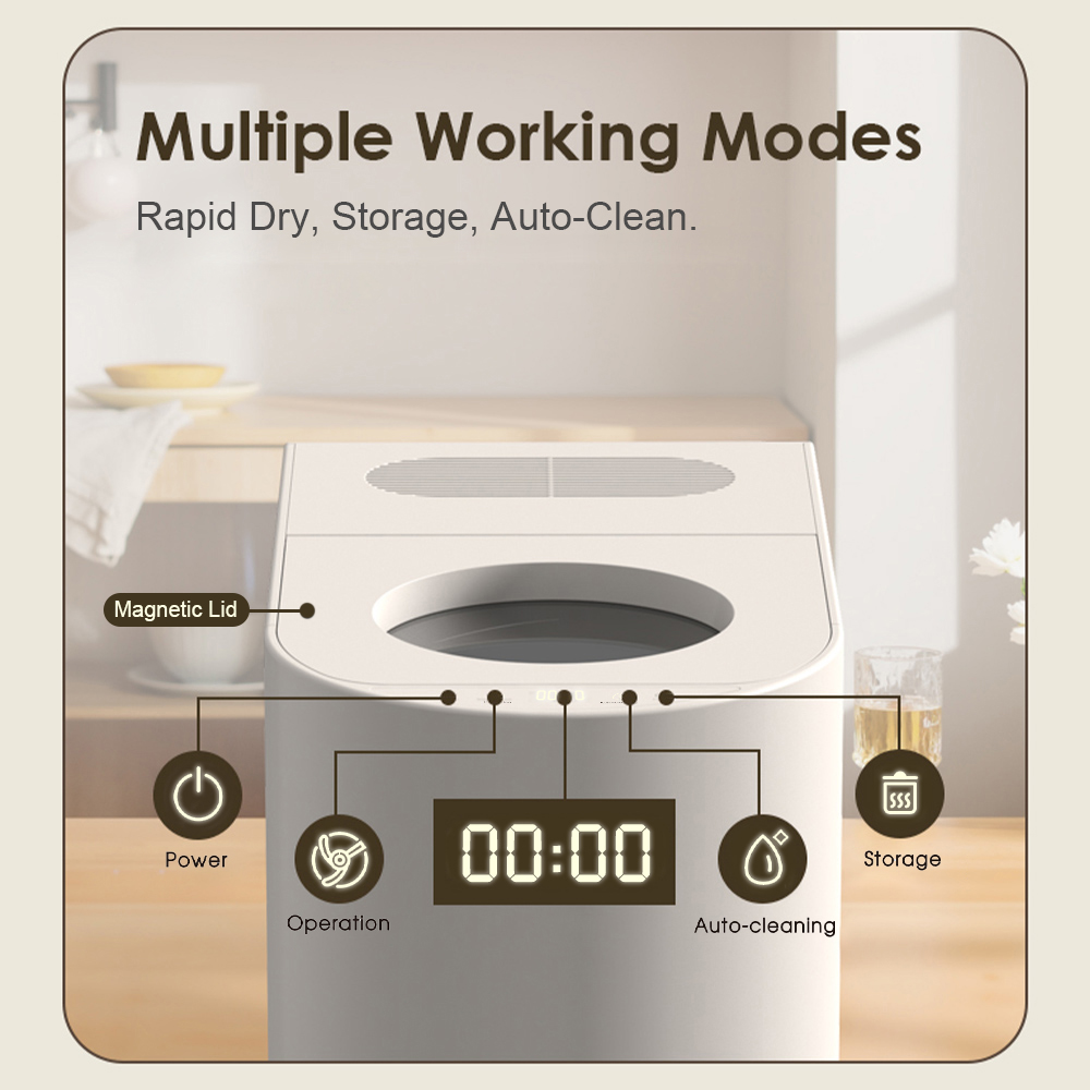 BEECO HQD-450 Broyeur de Déchets Alimentaires de Cuisine Intelligent, Capacité de 4,5 L, 3 Modes Intelligents, Temps de Traitement de 3–8 H, Filtre à Charbon Actif de 1 kg, Nettoyage Automatique, Fonctionnement Silencieux <35 dB - Blanc Lotte