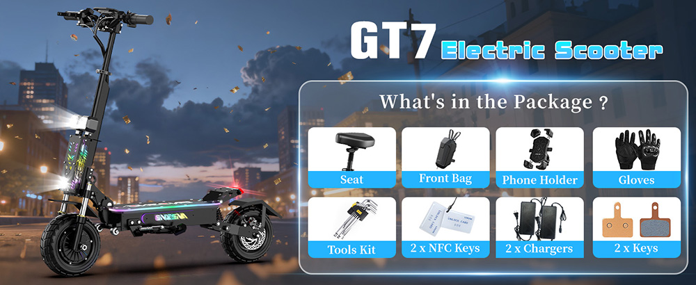 ONECNA GT7 Faltbarer Elektroroller, zwei 2800-W-Motoren, 60V 27Ah Batterie, H&ouml;chstgeschwindigkeit 45MPH, Reichweite 89 km, 11 breire Gel&auml;ndereifen, 45&deg; Steigf&auml;higkeit, Doppelfederung, Doppel-&Ouml;lbremsen, App-Steuerung, 150kg max. Tragf&auml;higkeit