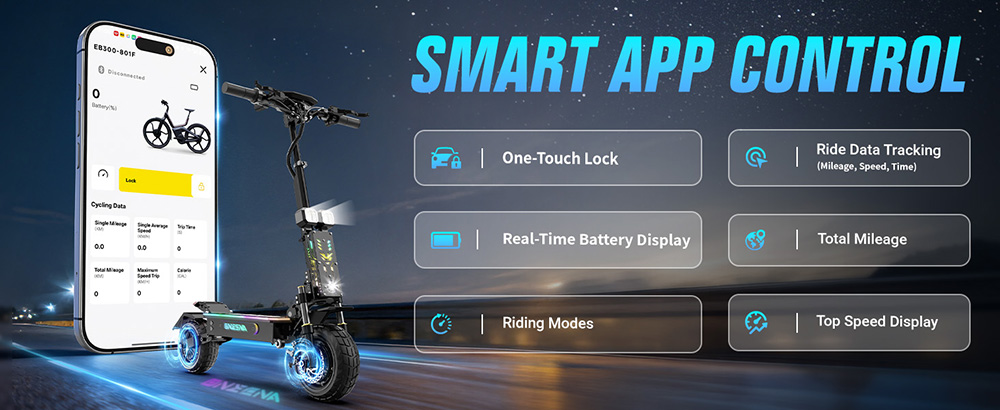 ONECNA GT7 Faltbarer Elektroroller, zwei 2800-W-Motoren, 60V 27Ah Batterie, H&ouml;chstgeschwindigkeit 45MPH, Reichweite 89 km, 11 breire Gel&auml;ndereifen, 45&deg; Steigf&auml;higkeit, Doppelfederung, Doppel-&Ouml;lbremsen, App-Steuerung, 150kg max. Tragf&auml;higkeit
