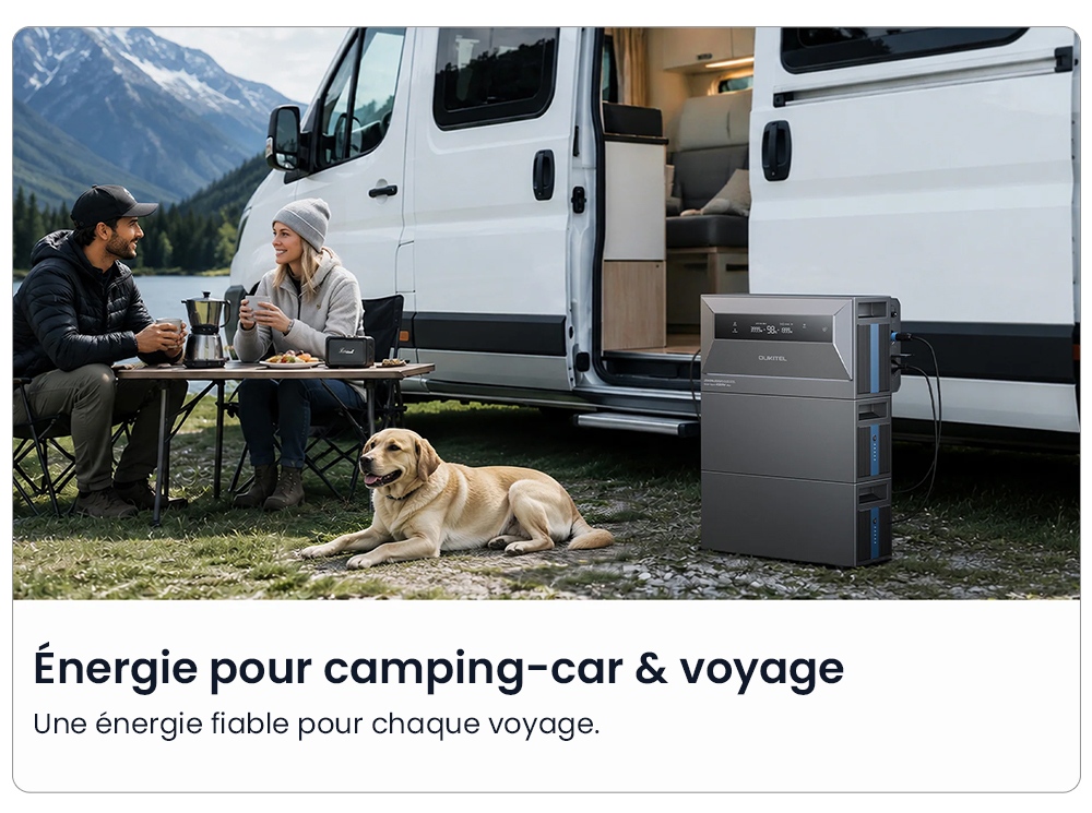 OUKITEL EP2500 Station d'alimentation portable, puissance de sortie de 2500W, batterie LiFePO4 de 2048Wh, entr&eacute;e solaire de 4000W, 4 MPPT, sortie sur r&eacute;seau de 2500W, puissance de d&eacute;rivation de 3000W, capacit&eacute; extensible de 16,384kWh, 4000+ cycles