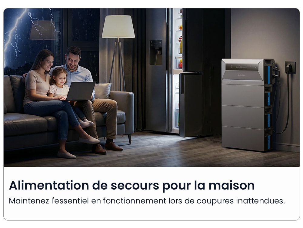 OUKITEL EP2500 Station d'alimentation portable, puissance de sortie de 2500W, batterie LiFePO4 de 2048Wh, entr&eacute;e solaire de 4000W, 4 MPPT, sortie sur r&eacute;seau de 2500W, puissance de d&eacute;rivation de 3000W, capacit&eacute; extensible de 16,384kWh, 4000+ cycles