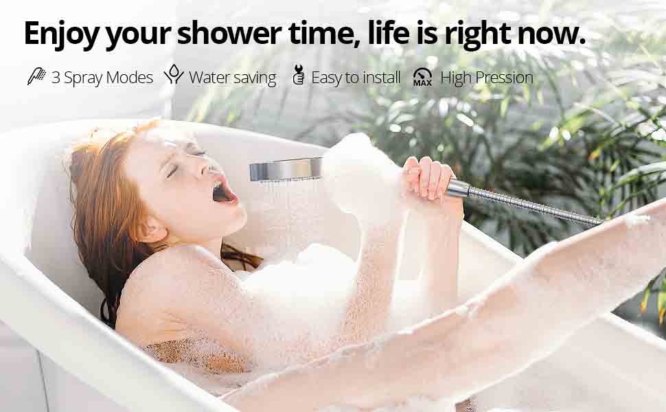 Refurbished Showerhead, 3 Spray Modes, Water-saving, Easy to Install - Gray