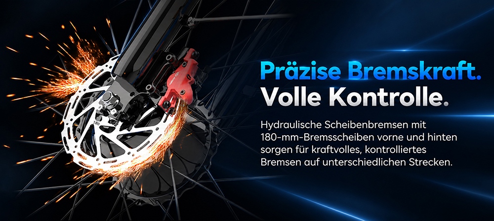 V9 Elektrofahrrad, 250W bürstenloser Motor, 48V 19,2Ah abnehmbarer Akku, 110km maximale Reichweite, 90N·m Drehmoment, 20×4,0" Fat-Reifen, Dreifach-Federung, 7-Gang-Schaltung, 180mm hydraulische Scheibenbremsen, 150kg Zuladung – Schwarz & Blau