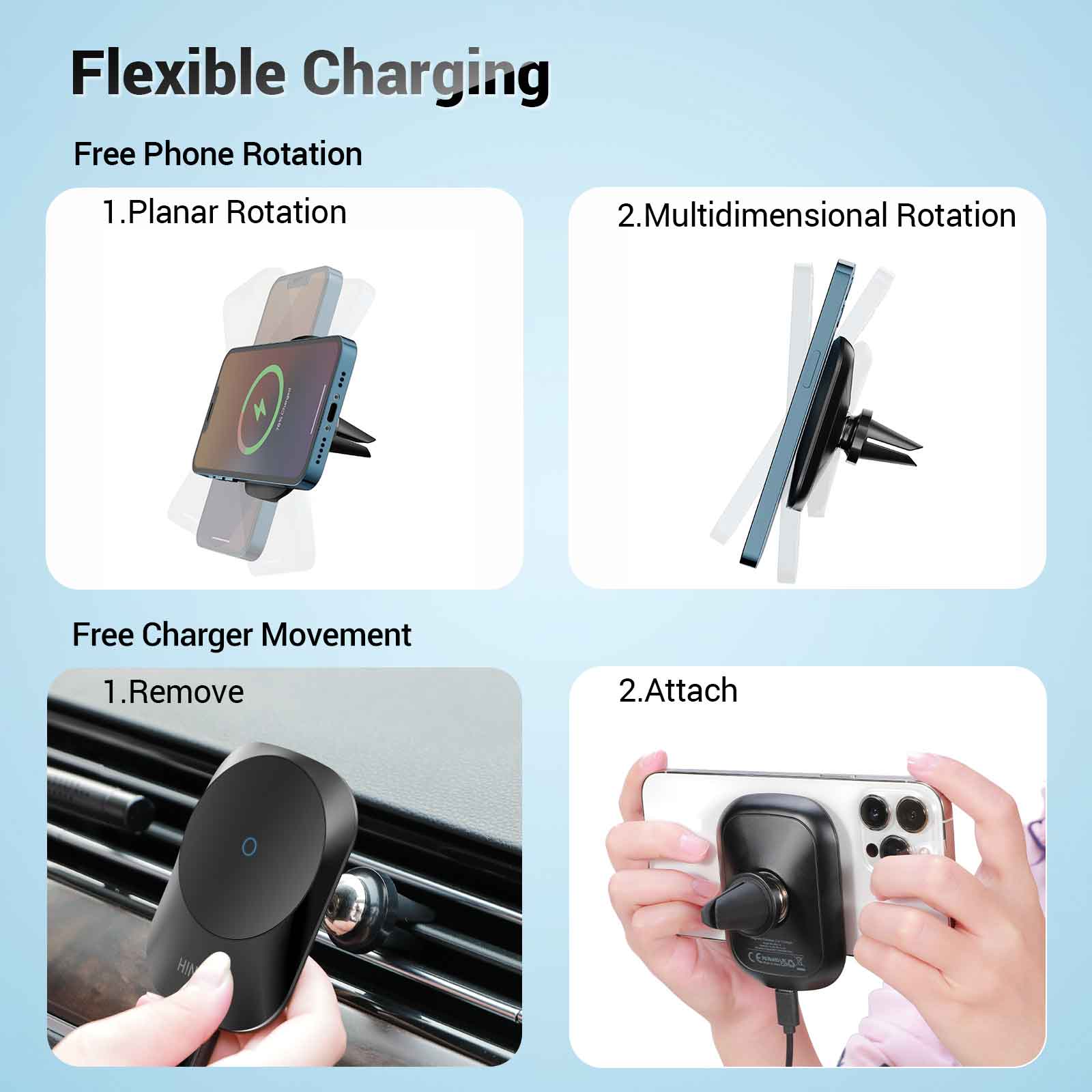 Refurbished HINOVO MC1-2 15W Magnetic Wireless Car charger