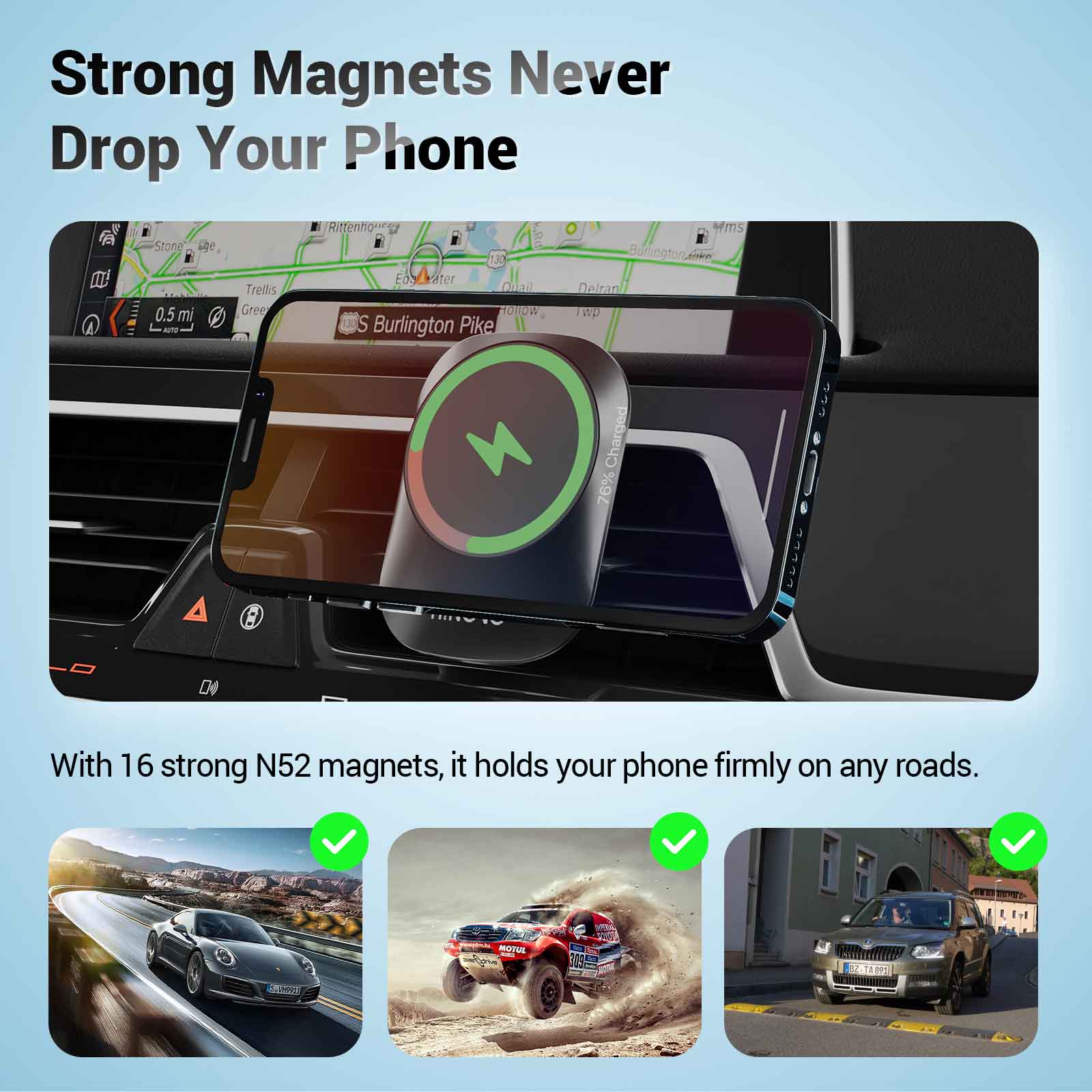 Refurbished HINOVO MC1-2 15W Magnetic Wireless Car charger