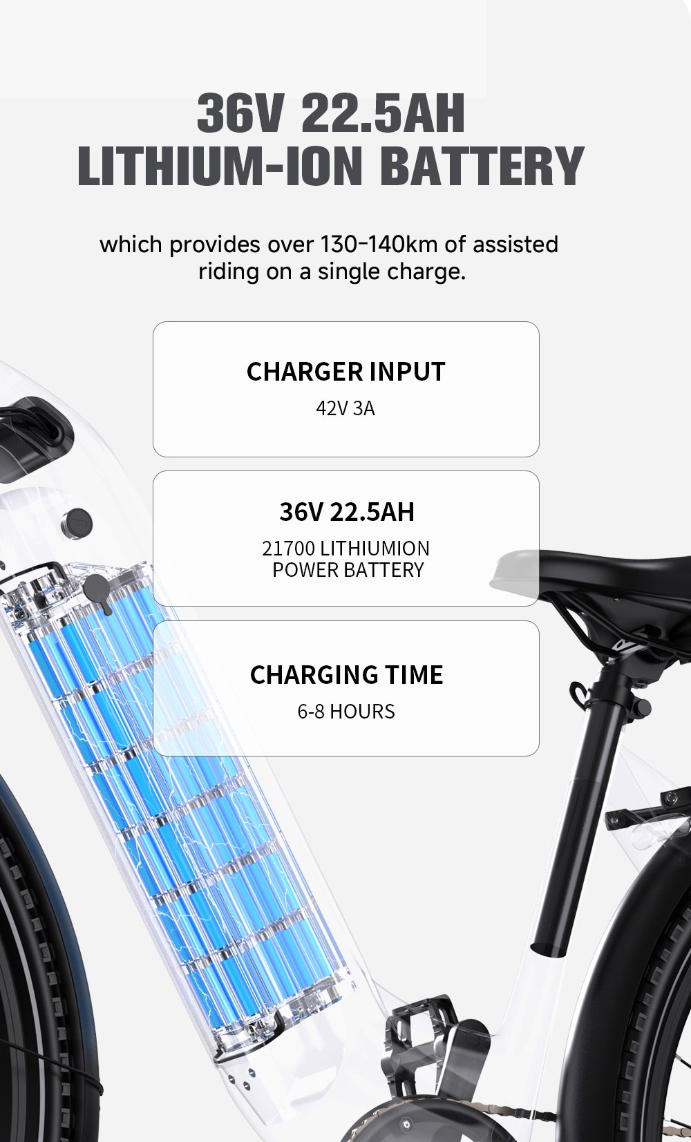 V&eacute;lo &eacute;lectrique ONESPORT OT05 MAX, moteur 250 W, batterie 36 V 22,5 Ah, autonomie 140 km, vitesse maximale 25 km/h, capteur de couple, transmission Shimano 7 vitesses, freins &agrave; disque hydrauliques, suspension avant, contr&ocirc;le via application Bluetooth - Orange