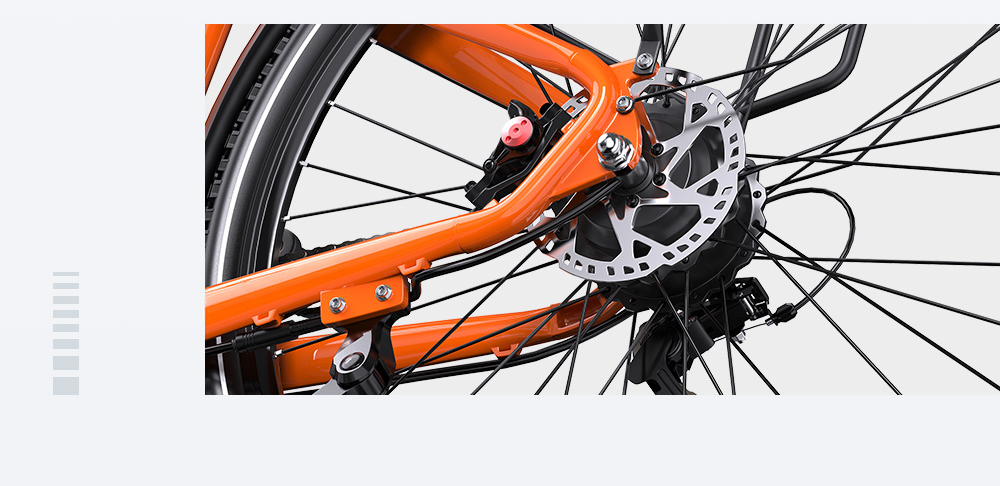 V&eacute;lo &eacute;lectrique ONESPORT OT05 MAX, moteur 250 W, batterie 36 V 22,5 Ah, autonomie 140 km, vitesse maximale 25 km/h, capteur de couple, transmission Shimano 7 vitesses, freins &agrave; disque hydrauliques, suspension avant, contr&ocirc;le via application Bluetooth - Orange