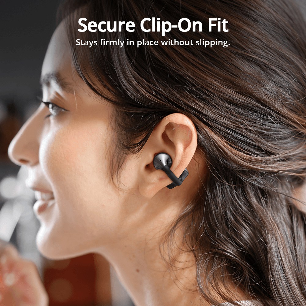 Tronsmart OpenFly Clip 2 Open-Ear Clip-On Earbuds, Bluetooth 6.0, LDAC Audio, 11mm Drivers, SoundPulse Bass, 8H Playtime - Black