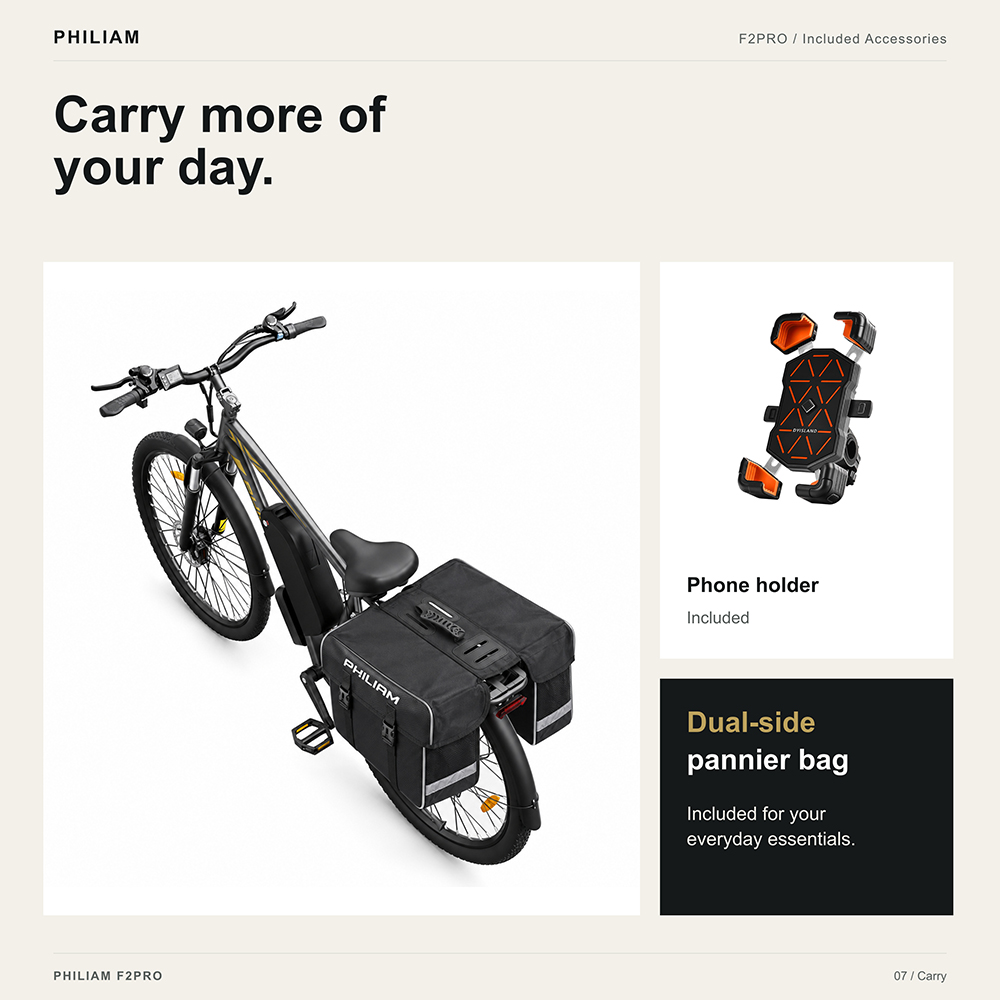 PHILIAM F2 PRO Electric Bike, 750W Motor, 1000W Peak Power, 48V 25Ah Battery, 50km/h Max Speed, 140km Range, 29-Inch Tires, 21-Speed, Front Suspension, Hydraulic Disc Brakes, 150kg Max Load - Blue
