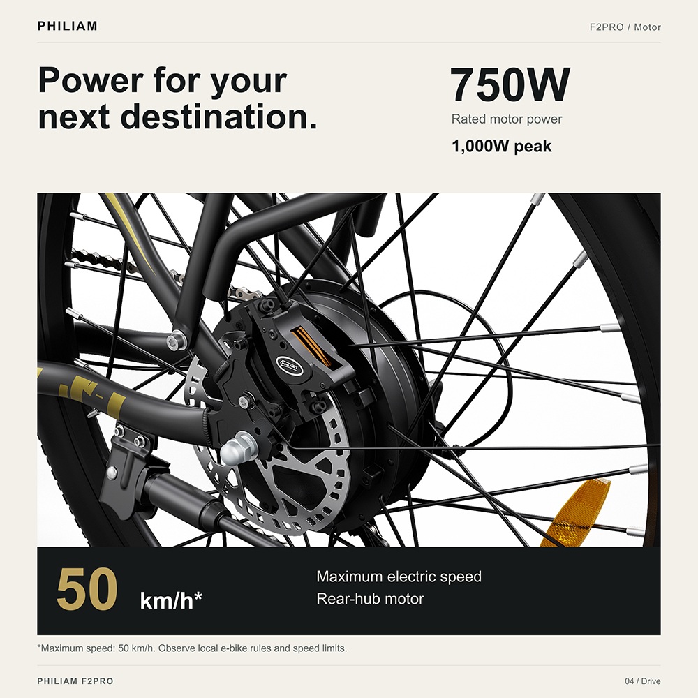 PHILIAM F2 PRO Electric Bike, 750W Motor, 1000W Peak Power, 48V 25Ah Battery, 50km/h Max Speed, 140km Range, 29-Inch Tires, 21-Speed, Front Suspension, Hydraulic Disc Brakes, 150kg Max Load - White