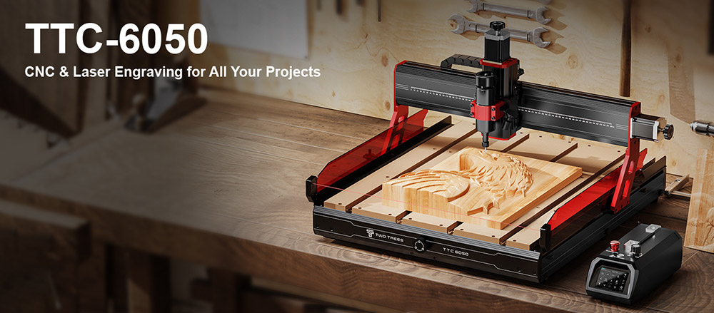 Refurbished TWO TREES TTC6050 CNC Router Machine, 500W Spindle Motor, 4-Axis, 5000mm/min Speed, 600x500x100mm - EU Plug