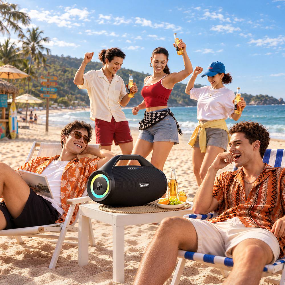 Tronsmart Bang 2 Max hordozhat&oacute; partihangsz&oacute;r&oacute;, 200 W-os 2.2.2 csatorn&aacute;s hangz&aacute;s, IPX7 v&iacute;z&aacute;ll&oacute;s&aacute;g, ak&aacute;r 34 &oacute;r&aacute;s lej&aacute;tsz&aacute;si idő, Auracast&trade;, Bluetooth 6.0, RGB f&eacute;nyek, alkalmaz&aacute;svez&eacute;rl&eacute;s