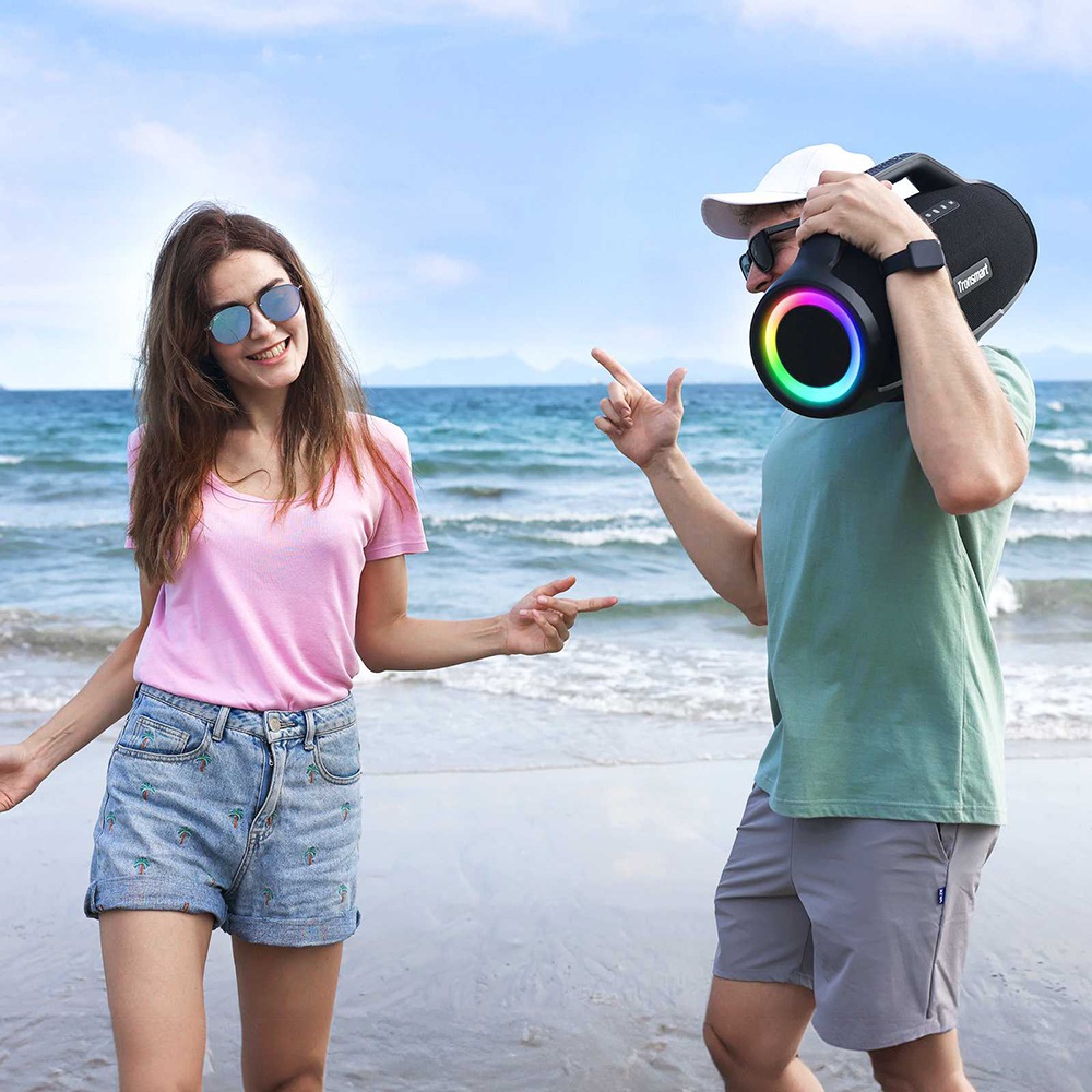 Tronsmart Bang Max Tragbarer Party-Lautsprecher, 130 W, 3-Wege-Sound, IPX6 wasserdicht, 24 Stunden Akkulaufzeit, TWS & TuneConn, App-Steuerung, dynamische LED-Beleuchtung &ndash; Schwarz