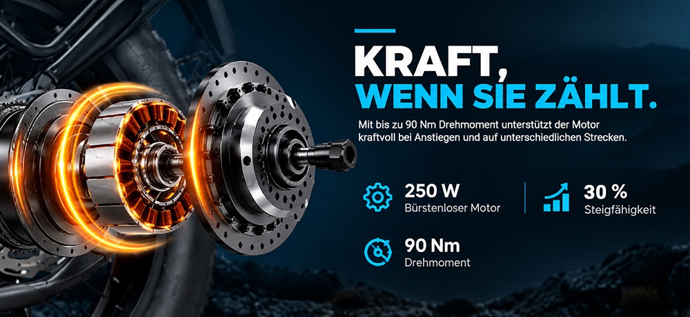 V9 Elektrofahrrad, 250W bürstenloser Motor, 48V 19,2Ah abnehmbarer Akku, 110km maximale Reichweite, 90N·m Drehmoment, 20×4,0" Fat-Reifen, Dreifach-Federung, 7-Gang-Schaltung, 180mm hydraulische Scheibenbremsen, 150kg Zuladung – Schwarz & Blau
