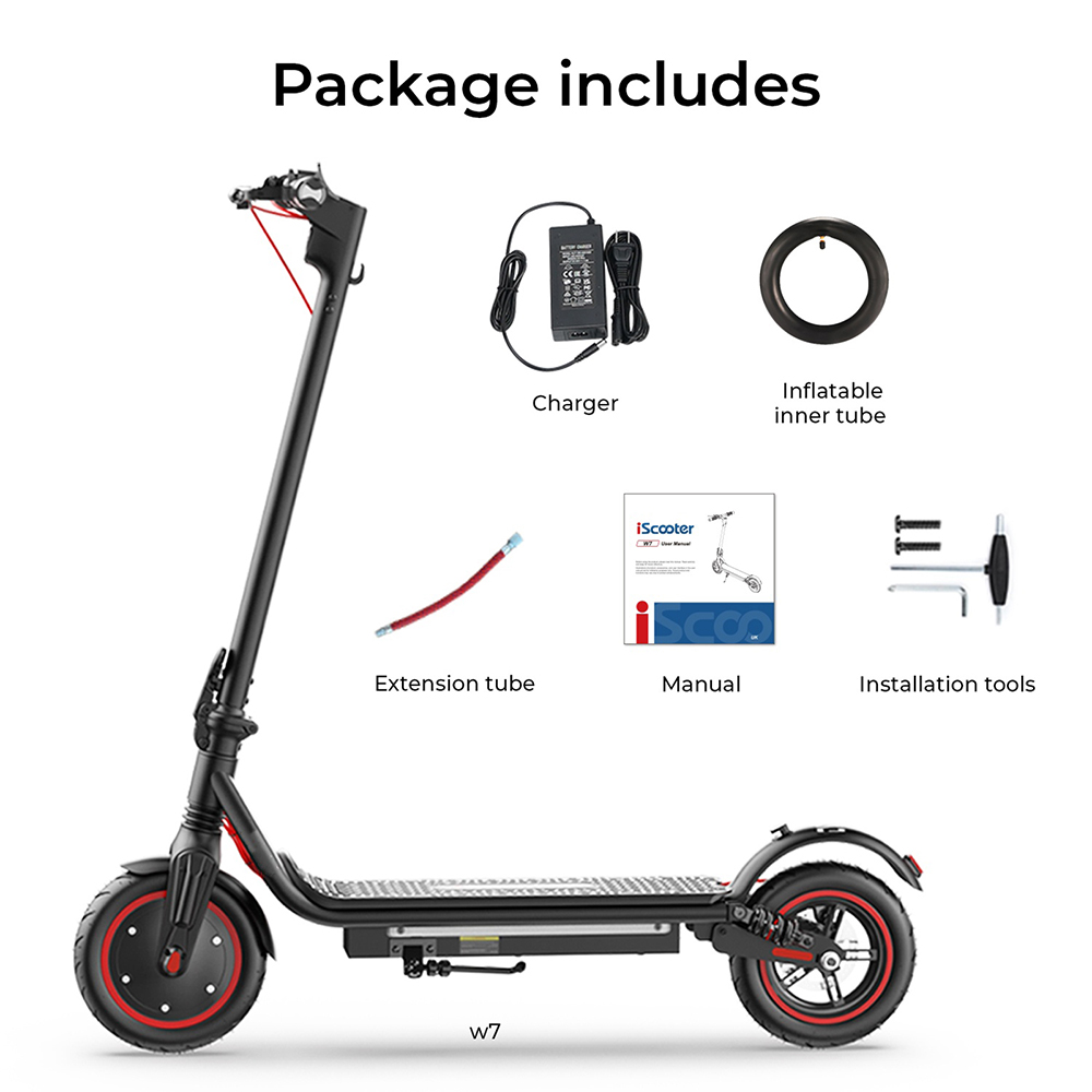 W7 Elektromos Roller, 650 W-os Motor, 42 V 10,5 Ah Akkumul&aacute;tor, 8,5 h&uuml;velykes Felf&uacute;jhat&oacute; Ker&eacute;kp&aacute;r, 35 km/h Max. Sebess&eacute;g, 30 km Hat&oacute;t&aacute;vols&aacute;g, T&aacute;rcsaf&eacute;k, Dupla Leng&eacute;scsillap&iacute;t&aacute;s, Alkalmaz&aacute;svez&eacute;rl&eacute;s