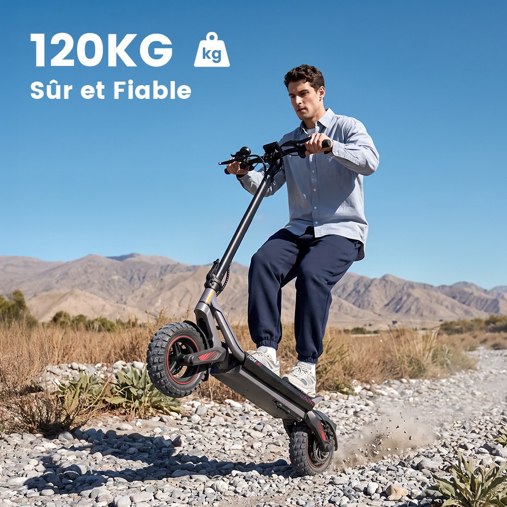 iScooter i10M Trottinette Électrique, Moteur 1200 W en Pointe, Vitesse Max. 45 km/h, Batterie 48 V 10,4 Ah, Autonomie 40 km+, Pneus Tout-Terrain 11", Double Suspension, Triple Freinage, Contrôle par Application, Pliage Rapide