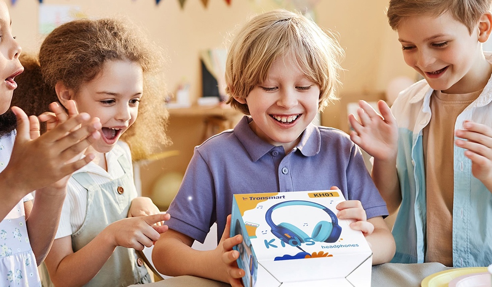 Tronsmart KH01 2-Pack Wired Kids Headphones, 85dB/93dB Volume Limit, 3.5mm Audio Jack, Foldable Design, Soft Earpads, Durable Nylon-Braided Cable, Lightweight, Wide Compatibility - Blue & Pink