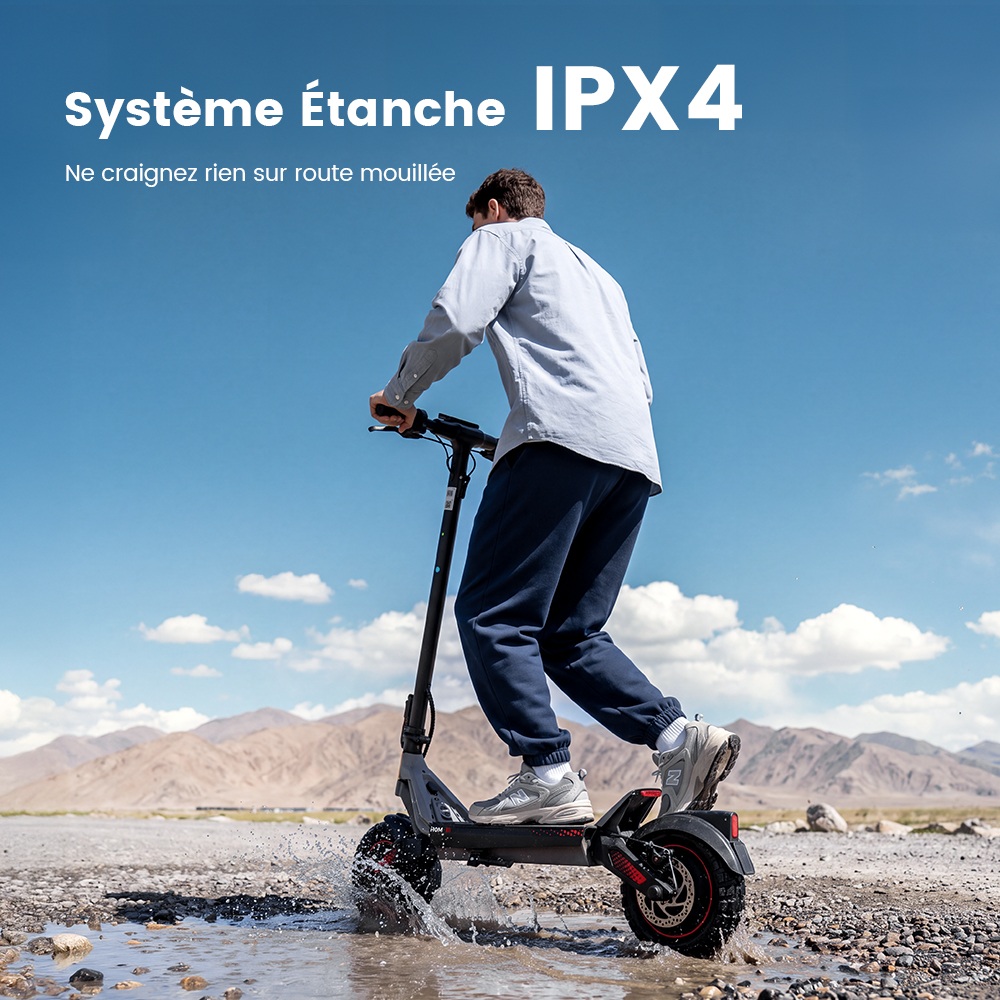 iScooter i10M Trottinette Électrique, Moteur 1200 W en Pointe, Vitesse Max. 45 km/h, Batterie 48 V 10,4 Ah, Autonomie 40 km+, Pneus Tout-Terrain 11", Double Suspension, Triple Freinage, Contrôle par Application, Pliage Rapide