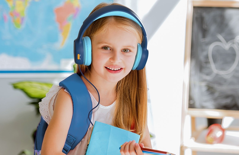 Tronsmart KH01 2-Pack Wired Kids Headphones, 85dB/93dB Volume Limit, 3.5mm Audio Jack, Foldable Design, Soft Earpads, Durable Nylon-Braided Cable, Lightweight, Wide Compatibility - Blue & Pink
