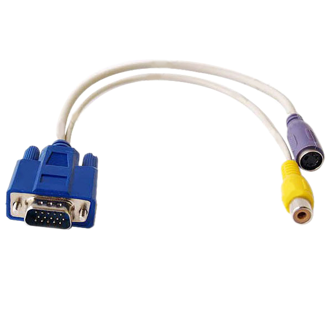 Переходник, адаптер, конвертер H, VGA to 3 RCA, AUX разъем, кабель питания Mini USB, цвет белый