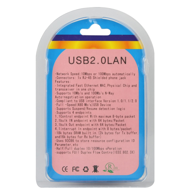 USB 2.0 Ethernet 10/100 Network LAN RJ45 Adapter Card Blue