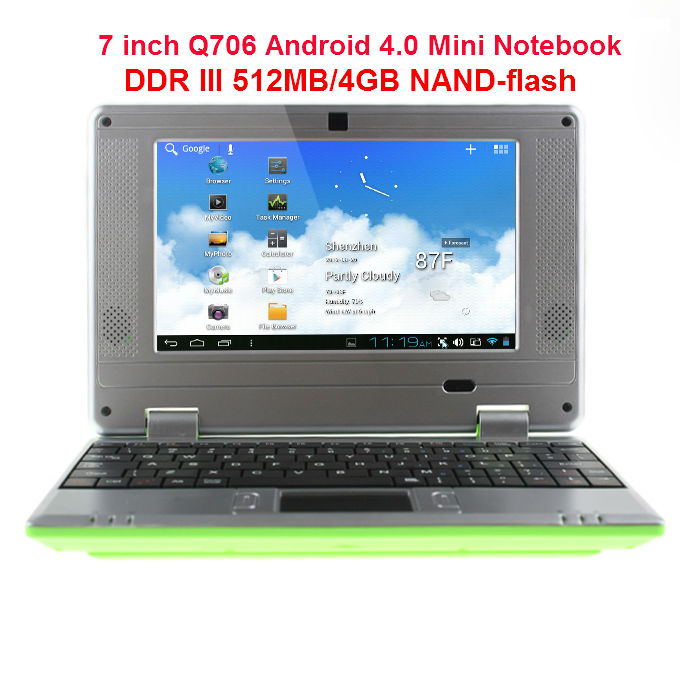 Q706 Android 4.1.1 Mini ordinateur portable PC portable avec caméra / WiFi  / RJ45