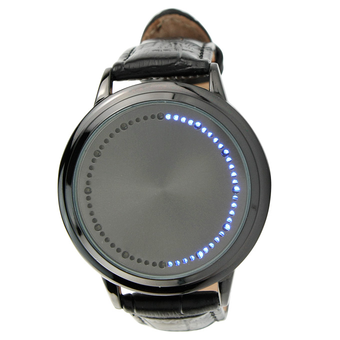 Hot Selling Stylish Abyss Inspired Blue LED Touch Screen Soft Leather Wrist Watch