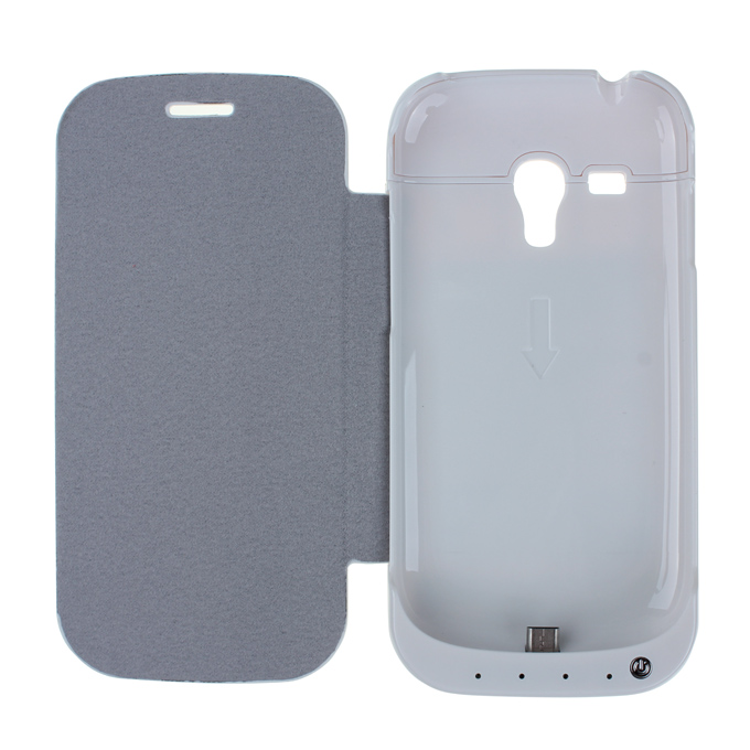 

2000mAh External Backup Battery Charger Case with Leather Cover for Samsung GALAXY S III mini(i8190) White
