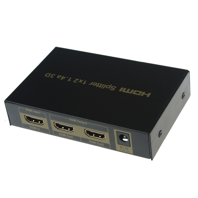 2 Port 1080P Video HDMI Splitter w/ IR Remote Splitter Box HDMI 1.4a
