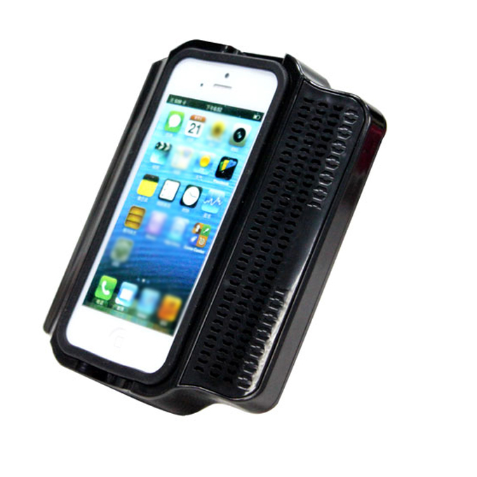 Black Silicone Case with Amplifier Speaker Stand for iphone 5